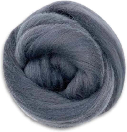 Revolution Fibers Dyed Corriedale Wool | 8.2 Ounces of Premium Combed Wool Top | 26 Micron, 100% Pure Corriedale Wool Roving, Ethically Sourced (Granite Gray)