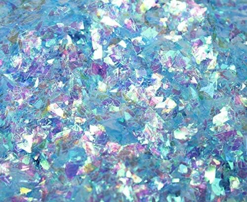 Light Blue Iridescent Ice Glitter Flakes for Nail Art - Lightweight Holographic Polyester - 311-4351 - 1/2 oz (14 grams)
