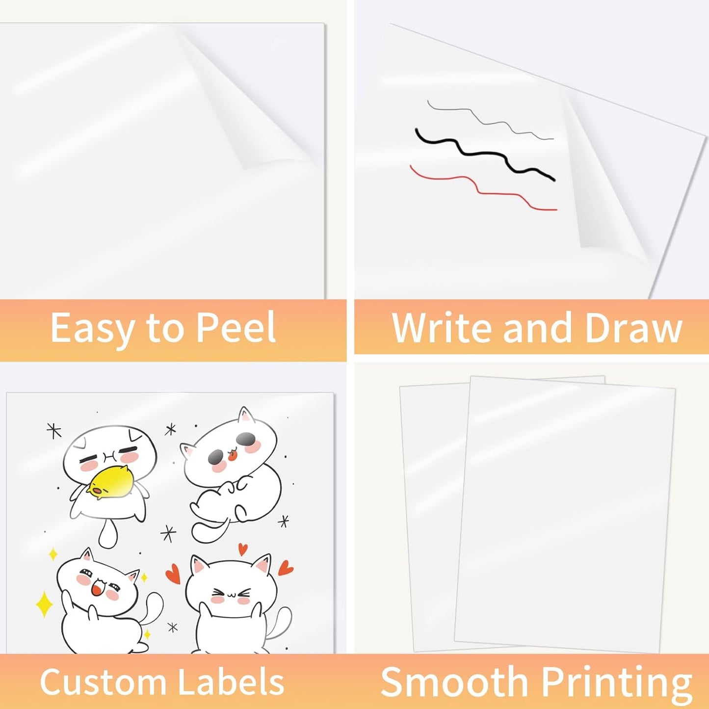 Clear Sticker Paper for Inkjet Printer, Clear Printable Stickers Paper, 20 Sheets Printable Transparent Sticker Paper, Laser/Inkjet Printing- Letter Size (8.5" x 11")