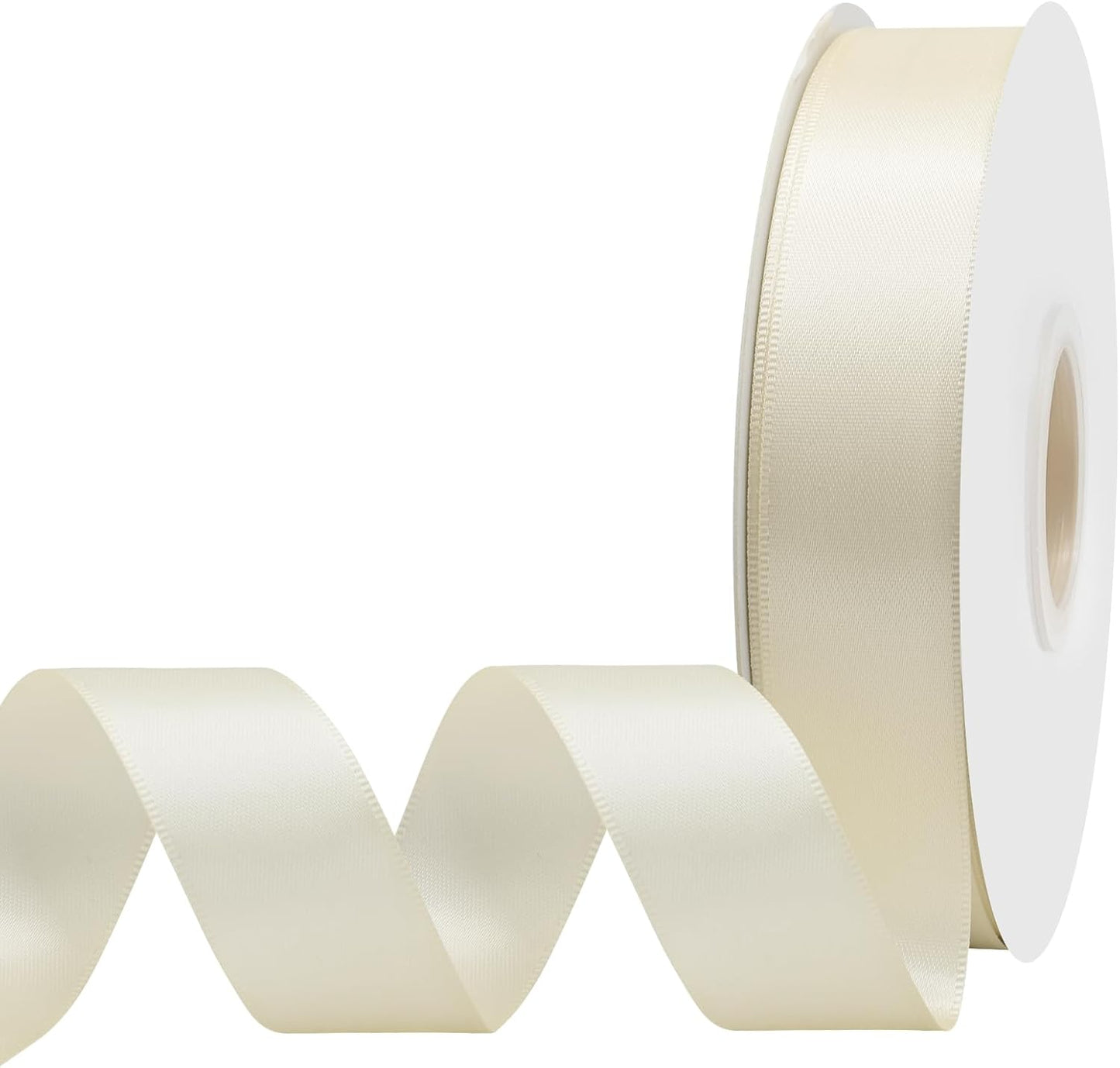 Cream Satin Ribbon 1" X 50 Yards Solid Color Double Faced Ribbons Perfect for Crafts Wedding Decor Bow Making Arts Sewing and More