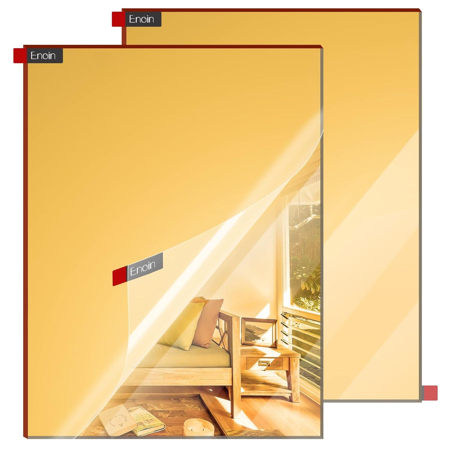 Enoin 2pcs 8 x 12 Inch Gold Acrylic Sheet - Cut to Size Plexiglass Sheets 1/8 inch Thick, Small Wall Mirrors for Wall Decor DIY Craft Acrylic Sign