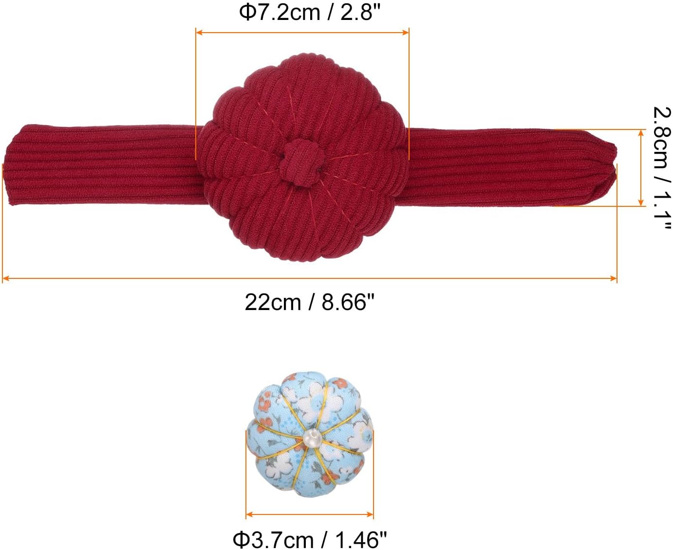 HARFINGTON Wrist Pin Cushions, Sewing Needle Pin Cushion Adjustable Strap with Elastic Strap Finger Ring Pincushions Fit All Wrist Sizes for Sewing Quilting Needlework DIY Crafts, Red/Blue