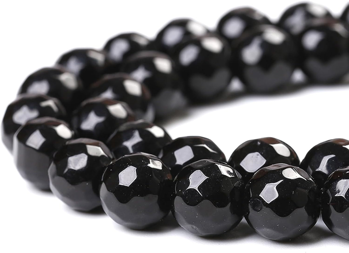 60pcs 6mm Natural Faceted Black Agate Stone Beads for Jewelry Making Energy Healing Beads DIY Bracelet Necklace Accessories 15" (6mm, Faceted Black Agate)