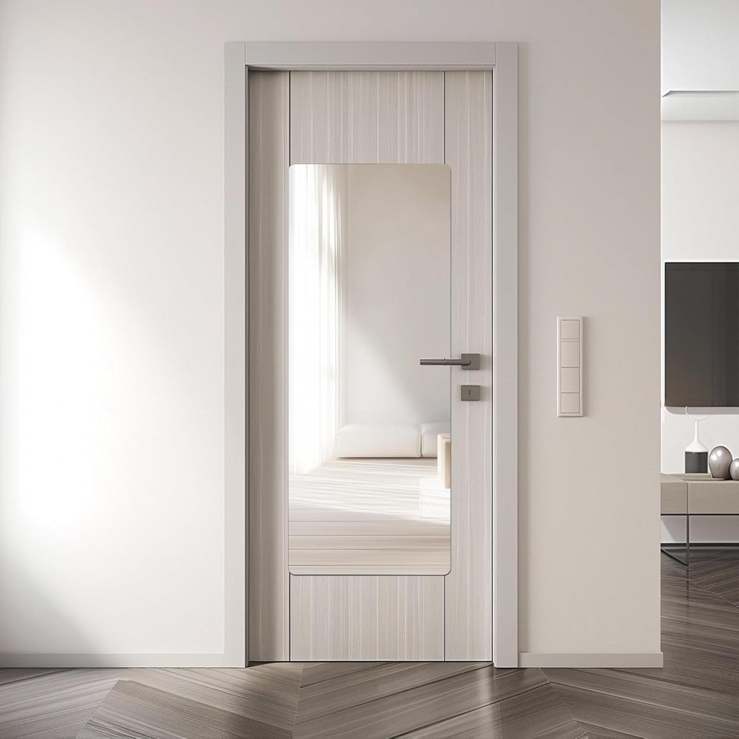 Acrylic Self Adhesive Mirror Sheet for Wall, Plastic Non Glass Sticky Kid Safety Mirror Tiles for Wall Rectangle 16x47 inch 1 Pcs