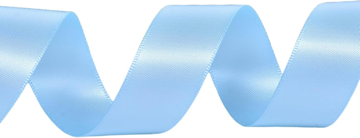 YAMA Light Blue Double Faced Satin Ribbon 7/8 Inch 25 Yards Baby Blue Ribbon for Gift Wrapping Crafts Hair Bows Wedding Party Decoration