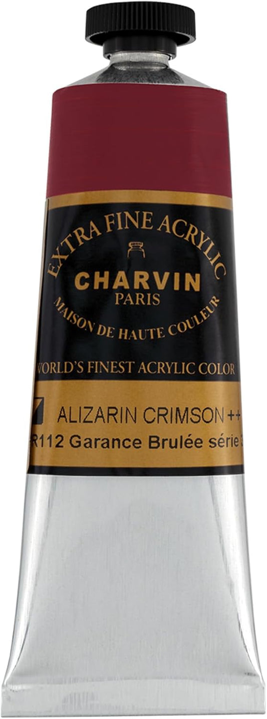 Charvin Extra Fine Professional Acrylic Paint - Alizarin Crimson, 150ml Tube, Triple-Milled, Lightfast Pigments, Open Stock Artist Acrylic Paints in Nature-Inspired Hues