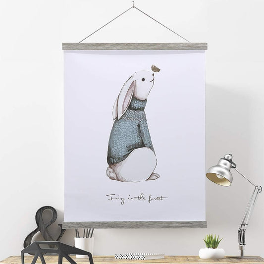 Ywlake Magnetic Poster Hanger, 24x36 24x18 24x32 Poster Frame Wood Wooden Magnet Print Posters Dowel Scroll Hanger Hangers Hanging Kit for Walls Map Canvas Artwork (Grey, 24")