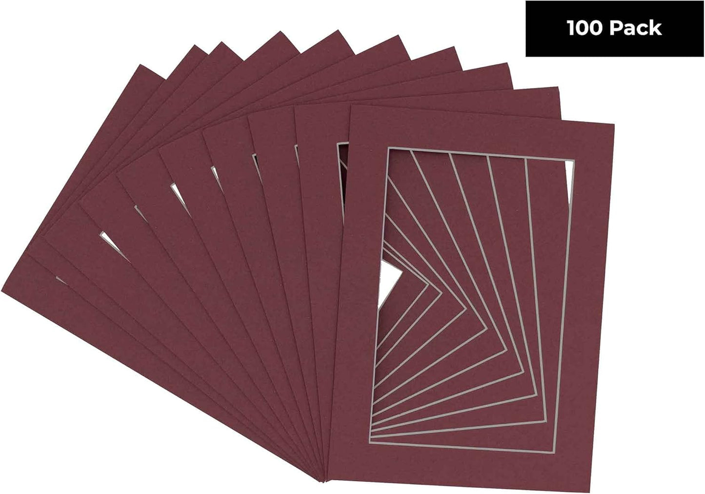 11x14 Mat for 8.5x11 Photo - Precut Maroon Picture Matboard for Frames 11 x 14 Inches - Bevel Cut Matte to Display Art 8.5 x 11 Inches - Acid Free Pack of 100 MATS with Backing Boards & Clear Bags