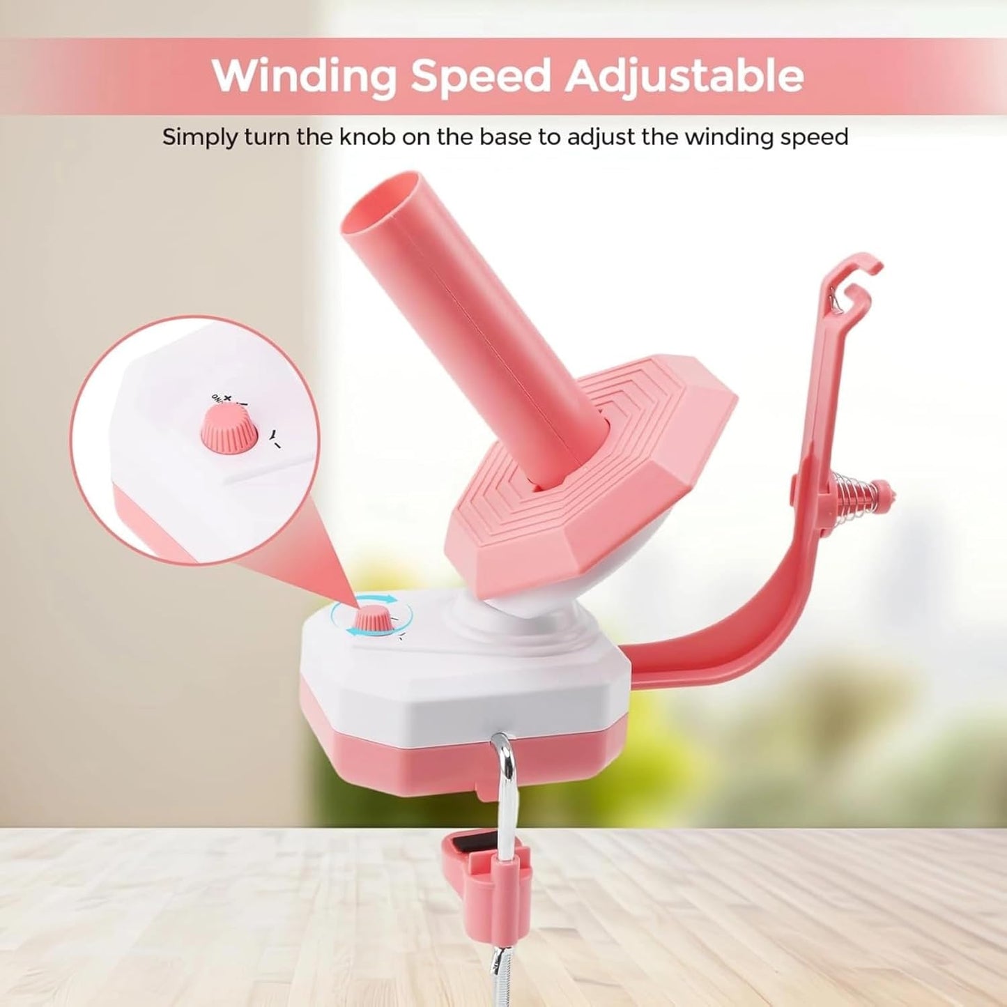 Zjyufy Yarn Winder Electric Yarn Ball Winder for Crocheting, 10oz Large Automatic Yarn Spinner Yarn Cake Winder with Stepless Speed Strong Tension, Pink