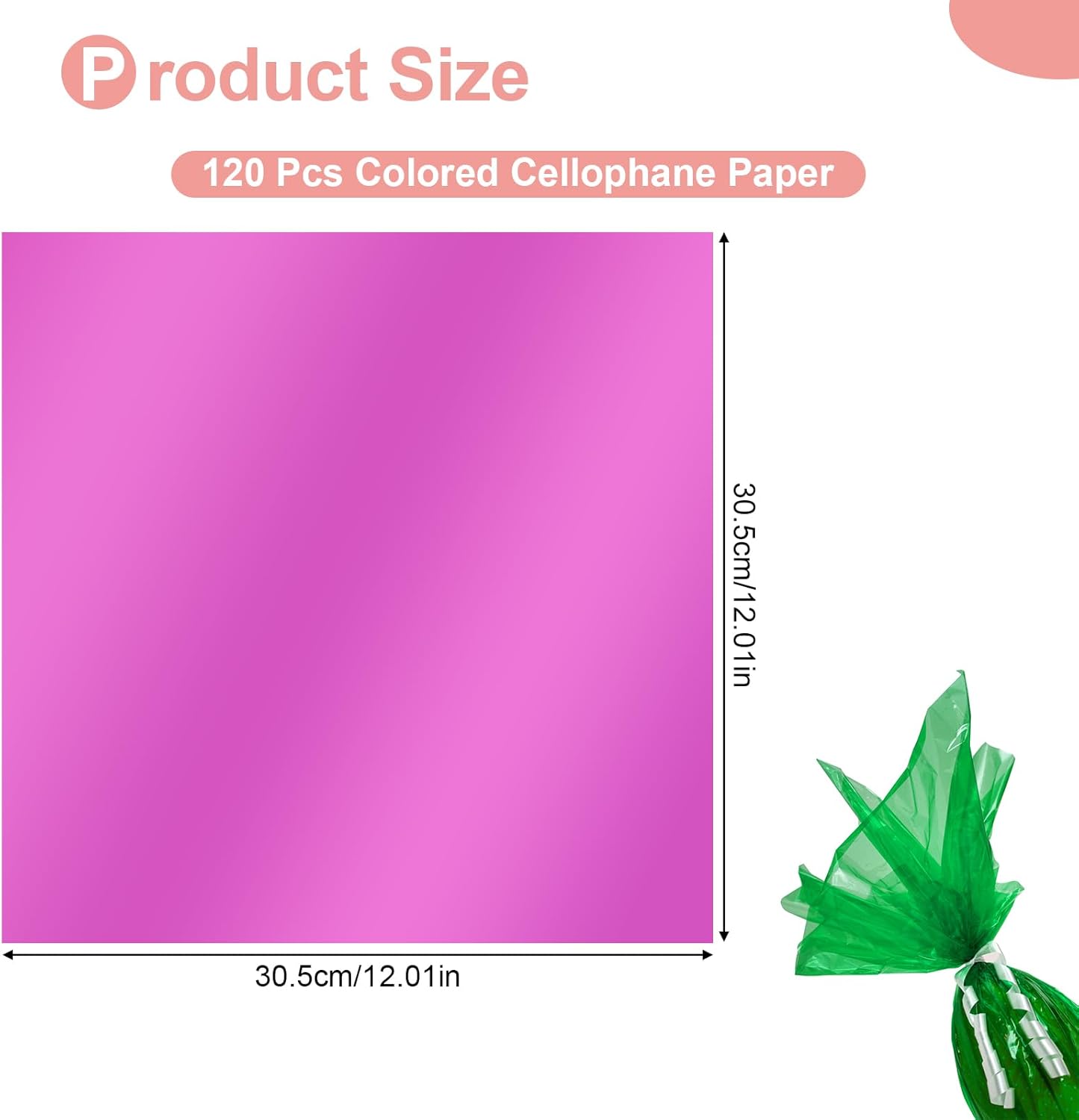 PEASUG 120 PCS Cellophane Sheets, Cello Sheets, Cellophane Paper Sheets, Colored Cellophane Wrap, Transparent Plastic Sheets for DIY Crafts Project, Art, Lights, Window Decoration（12x12 Inches