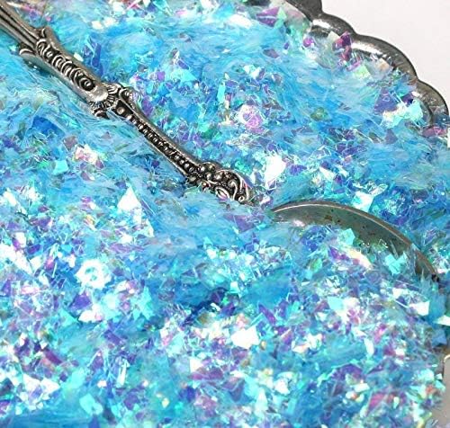 Light Blue Iridescent Ice Glitter Flakes for Nail Art - Lightweight Holographic Polyester - 311-4351 - 1/2 oz (14 grams)
