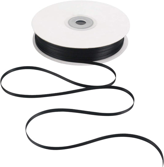 HUIHUANG Solid Color Satin Ribbon 1/8 inch x 100 Yards Roll Ribbon Thin Black Satin Ribbon for Crafts Sewing Gift Wrapping DIY Bows (Black)