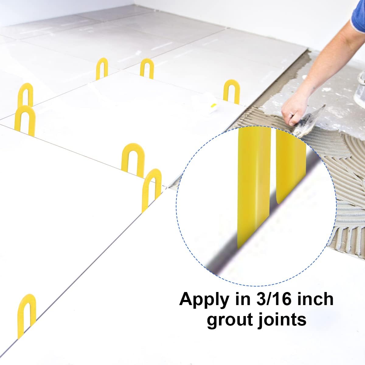 DGSL Tile Leveling System Tile Spacers 3/16 Inch, 300 pieces Horseshoe Shim U Shape Plastic Tile Leveling Clips for Various Types of Tile Leveling