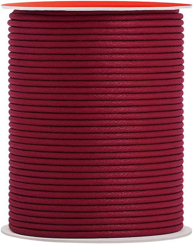 Mandala Crafts 2mm 109 Yards Maroon Cotton Waxed Cord for Jewelry Making Bracelet Cord Waxed String - Beading String Thread Jewelry Cords for Necklaces String