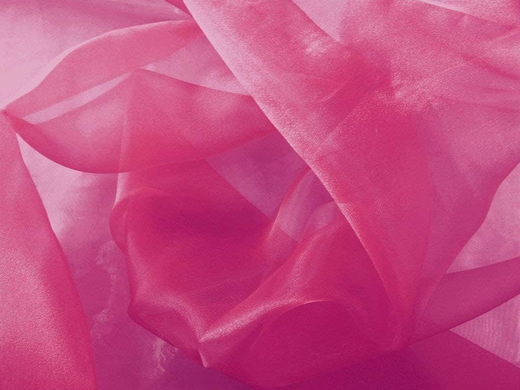 Organza Fabric 5 Yard Bridal Solid Sheer Organza Fabric Bolt for Wedding Dress, Fashion, Crafts, Decorations Silky Shiny Organza 44" - (5 Yard, Hot Pink)