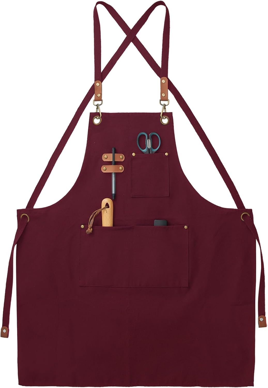 Canvas Aprons, Kitchen Chef Aprons, Work Aprons for Men Women, Adjustable Strap Aprons with 3 Pockets