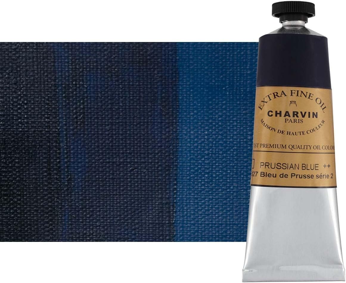 Charvin Extra Fine Oil Paint, Prussian Blue 60 mL - Triple-Milled, Rich Texture, Poppy Oil-Based, Light-Fast, Handmade, Archival Quality