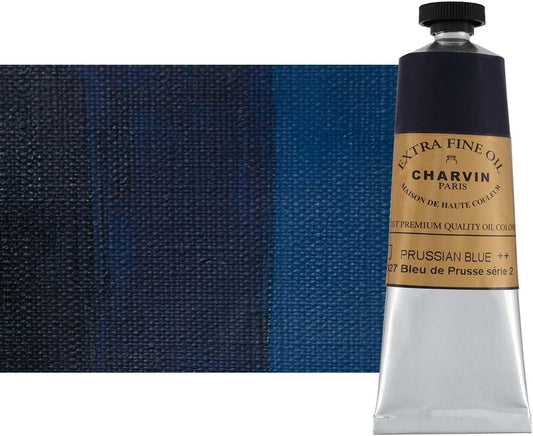 Charvin Extra Fine Oil Paint, Prussian Blue 60 mL - Triple-Milled, Rich Texture, Poppy Oil-Based, Light-Fast, Handmade, Archival Quality