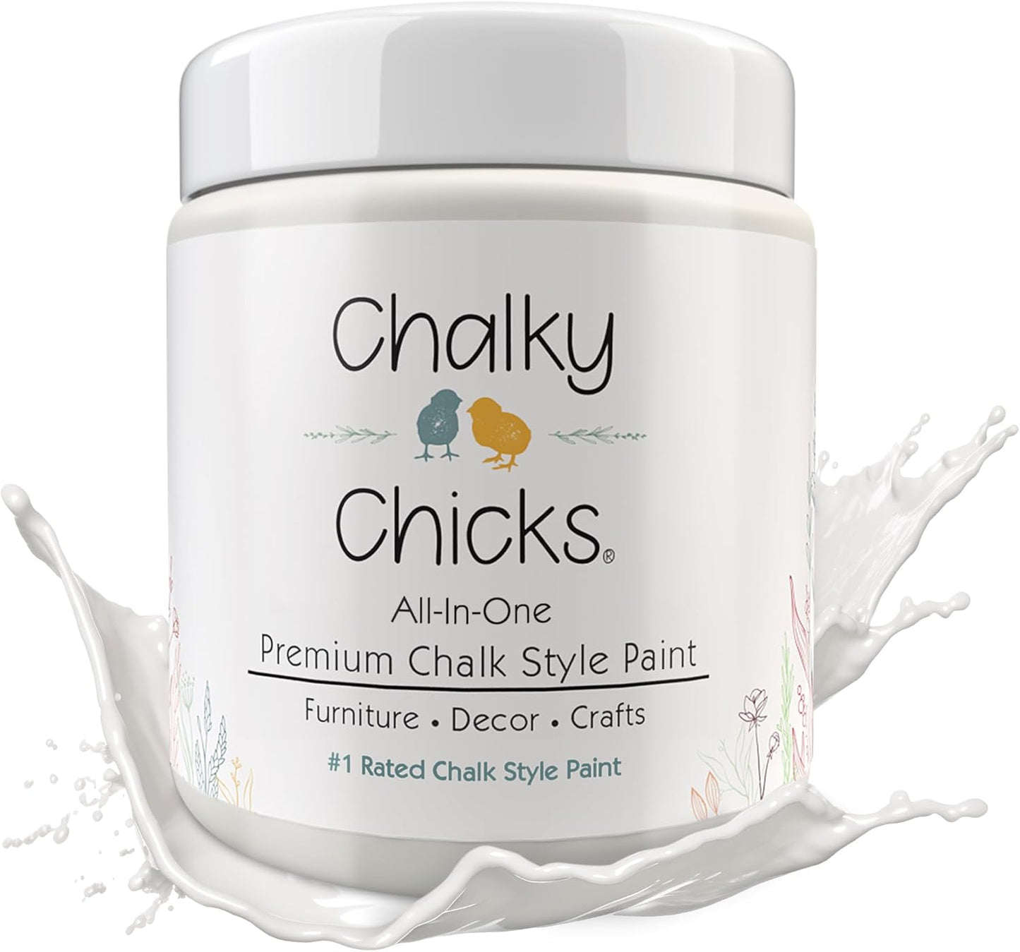 Chalky Chicks All-in-One Chalk Paint for Furniture or Cabinet - 8 Fl Oz - Matte Finish Aged Burlap White for Metal, Wood Furniture Paint - No Sanding All-in-One for Home Decor & Crafts, USA Made