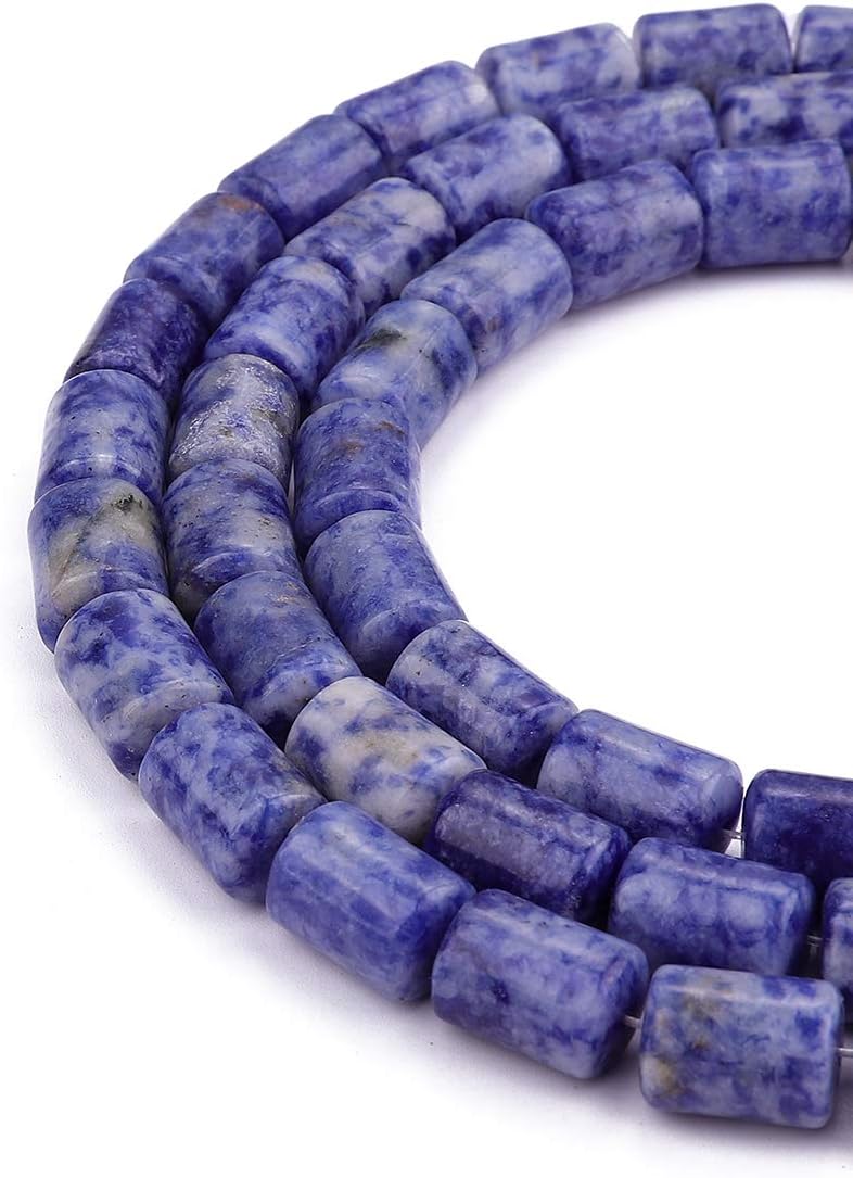 Natural Blue Sodalite Cylinder Stone Loose Semi Gemstone Beads for Jewelry Making 10mmx14mm 38cm