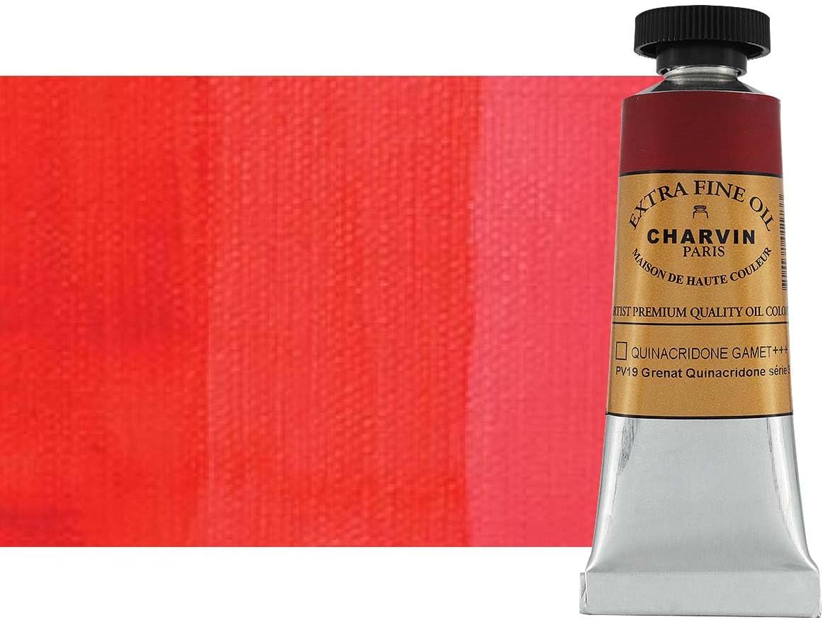 Charvin Extra Fine Oil Paint, Garnet Quinacridone 20 ml - Triple-Milled, Rich Texture, Poppy Oil-Based, Light-Fast, Handmade, Archival Quality