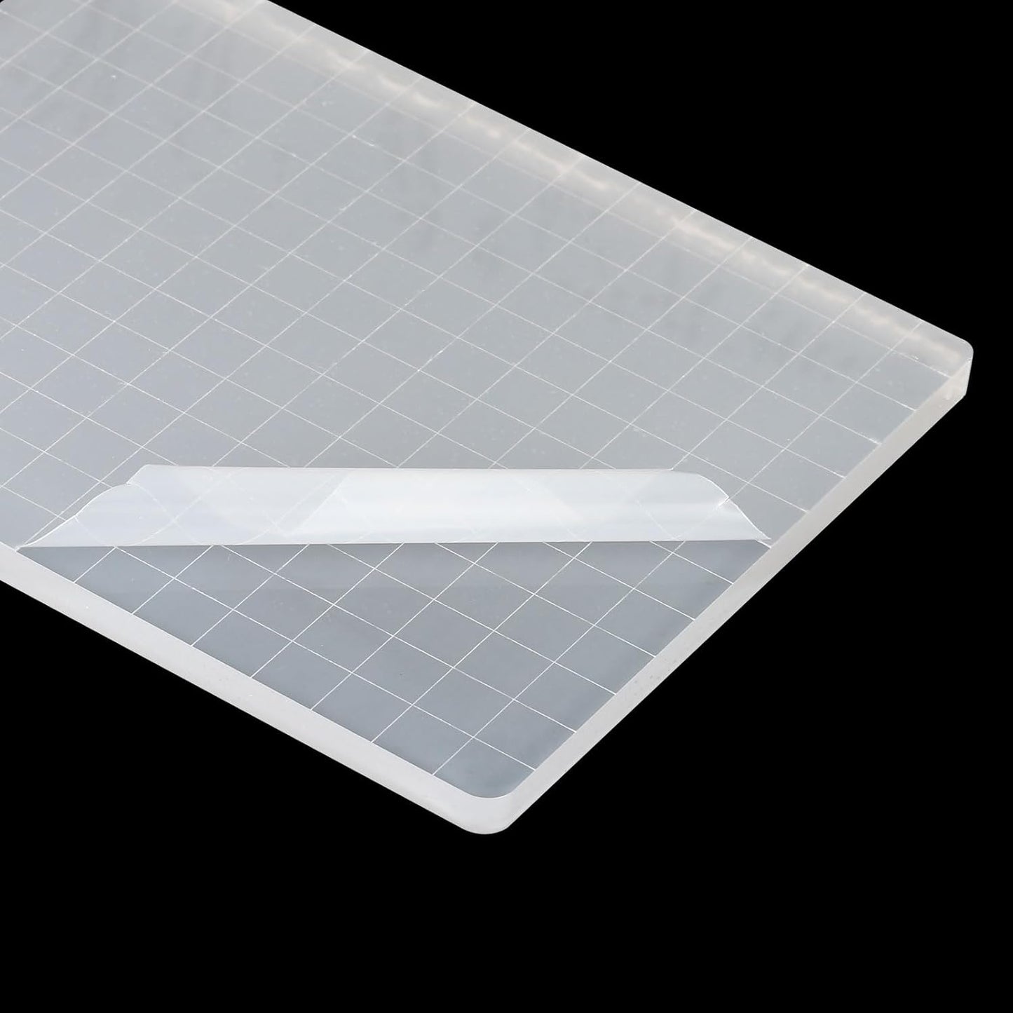 PATIKIL 6" x 5" Acrylic Stamp Block, Clear Stamping Block with Grid Lines Decorative Mounting Blocks Square for Scrapbooking DIY Crafts Card Making