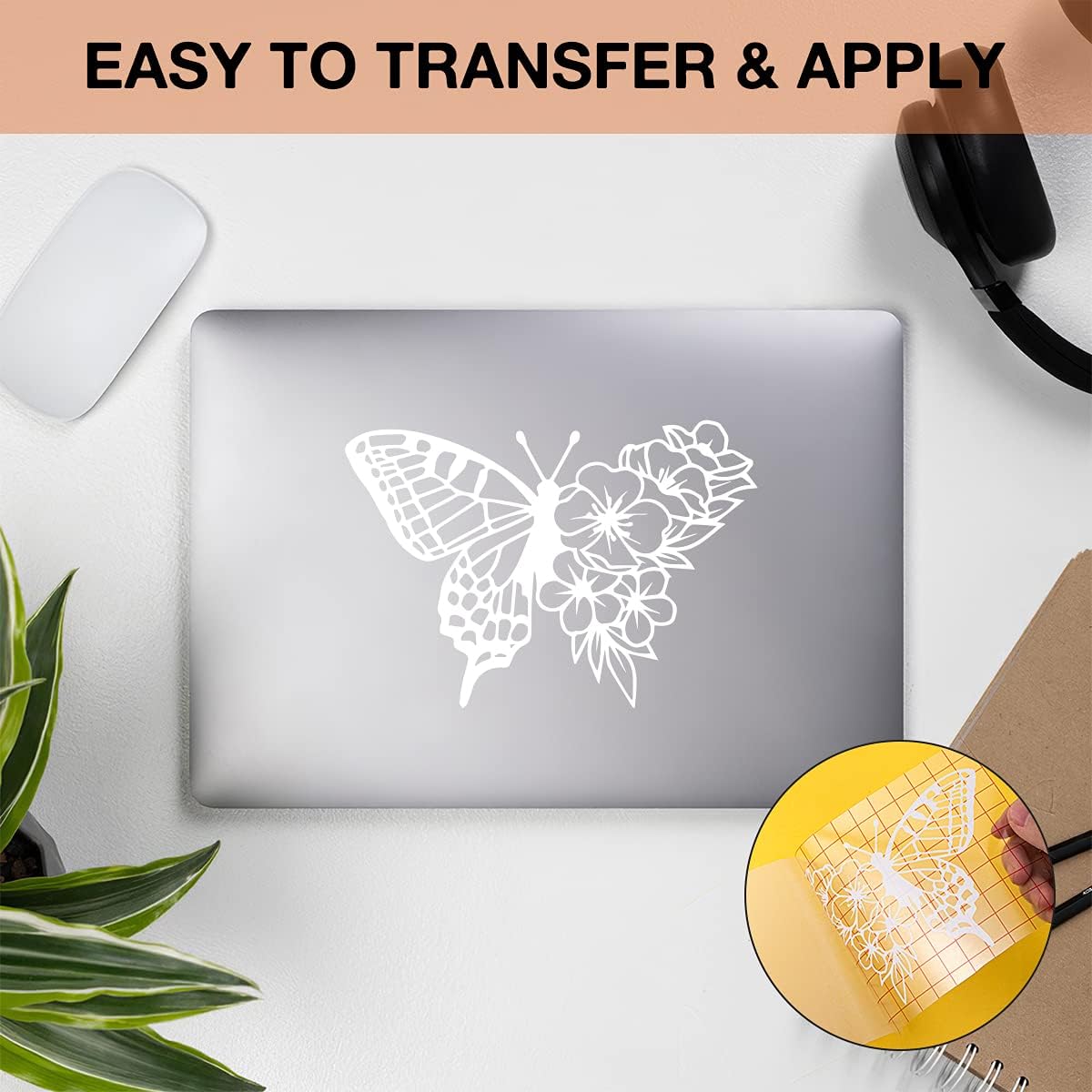 HTVRONT White Permanent Vinyl, 12" x 40 FT White Adhesive Vinyl Roll Compatible with Cricut Cutting Machine, Silhouette, Cameo Cutters, Signs, Scrapbooking, Craft, Die Cutters (Glossy White)