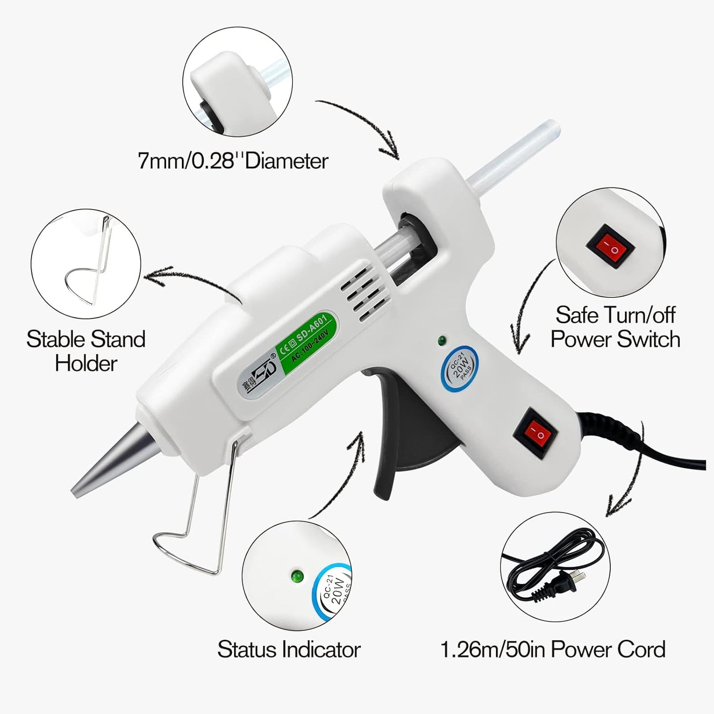 Hot Glue Gun Kit with 30 Glue Sticks, Fast Preheating Hot Melt, High Temp for School Crafts DIY Arts and Quick Home Repairs (20w)