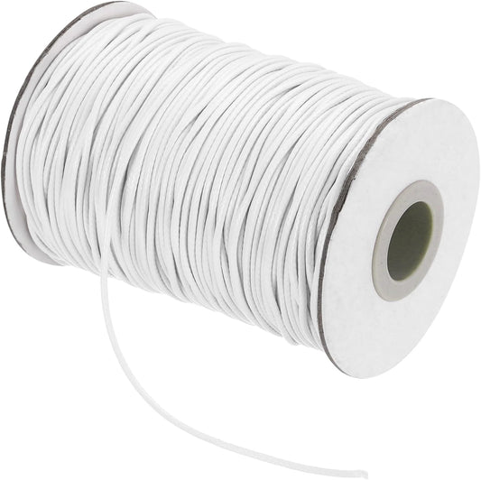 MECCANIXITY Waxed Cord 1.5mm Waxed Thread 87 Yard Wax String Leather Cord for Bracelet Making, Necklaces, Beading, Jewelry Making and DIY Crafts(White)