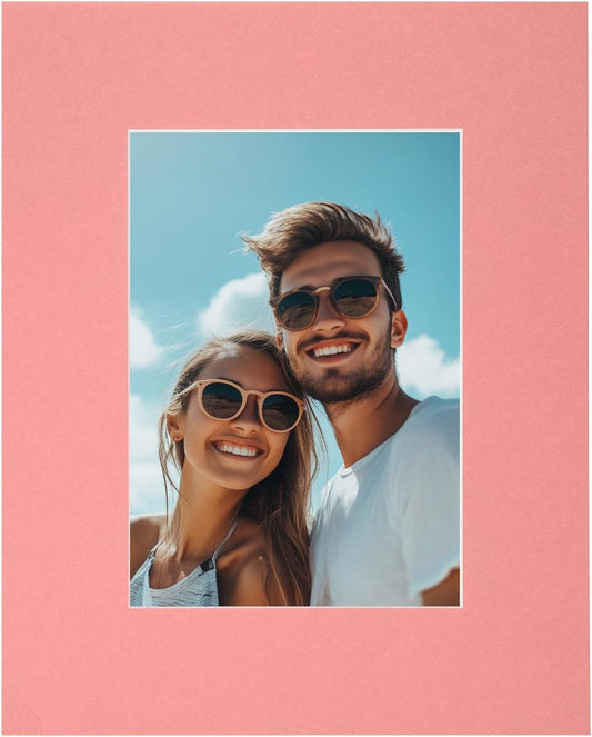 uxcell Picture Mats, 8 x 10 Mat Board Center for 5 x 7 Pictures Acid Free White Core Bevel Cut Frame Mattes with Backing for Display Art Measuring, Pink