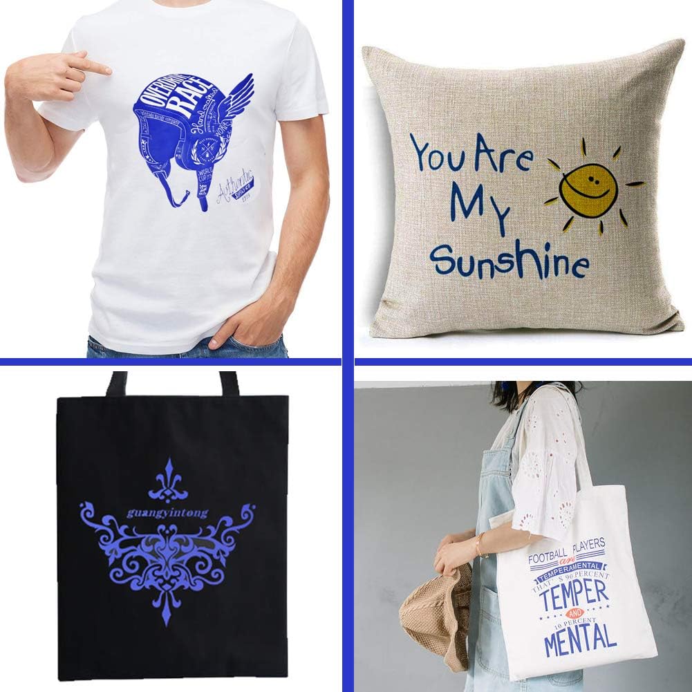 Guangyintong Heat Transfer Vinyl Blue HTV Rolls, 12" x 12ft Iron on Vinyl for T-Shirts, Matte Surface HTV for All Cutter Machine Easy to Cut & Weed for Heat Vinyl DIY Design