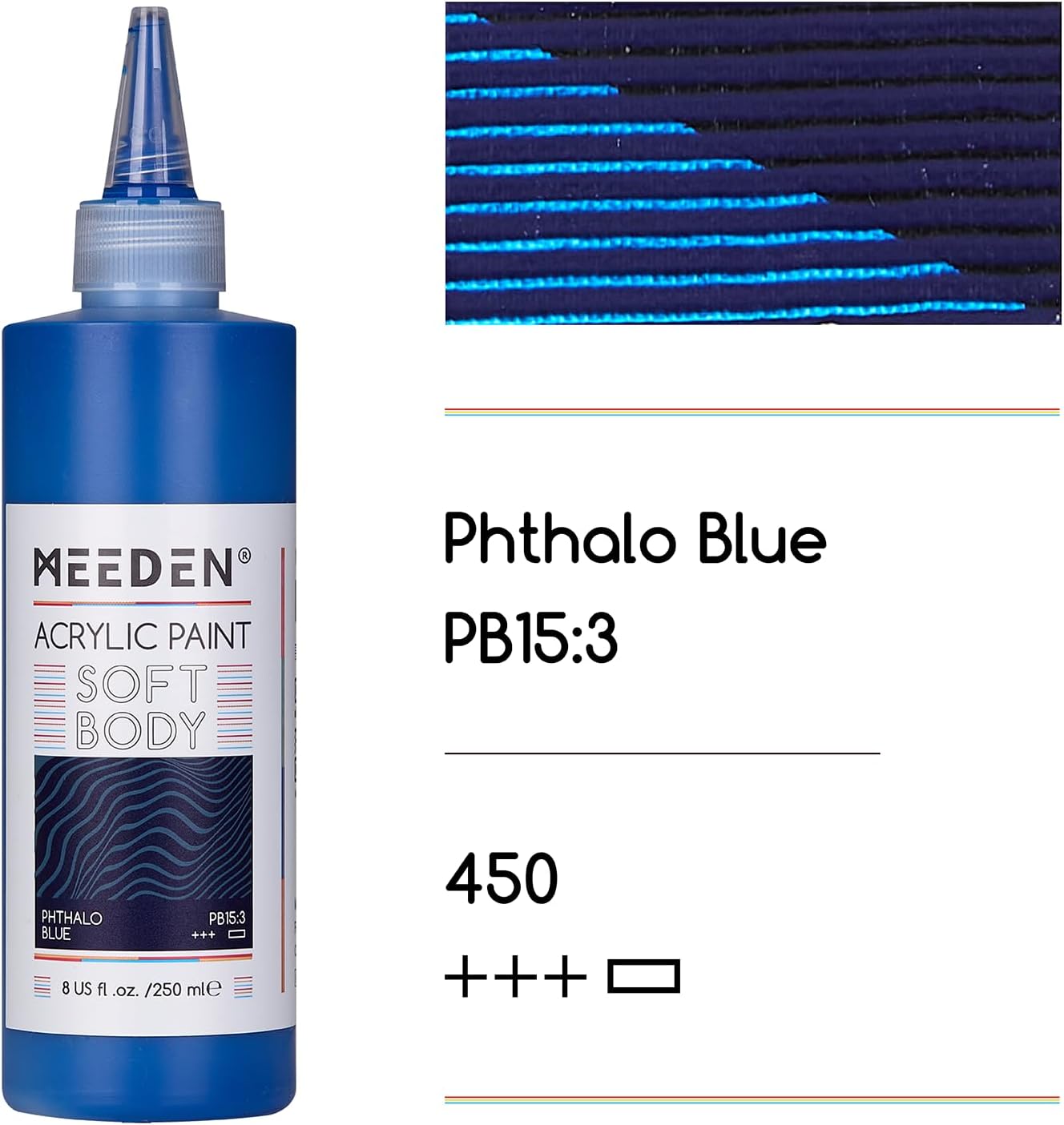MEEDEN Soft Body Acrylic Paint: Phthalo Blue Matte Finish - 250ml/8.45oz Bulk Acrylic Colors in Ergonomic Bottle - Fluid Flow Art Paints for Artists Canvas Painting