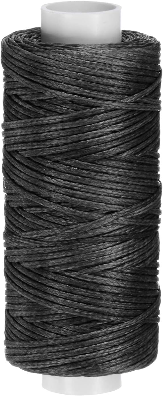 uxcell Leather Sewing Waxed Thread, 55 Yards / 50m 0.8mm 150D Flat Polyester All-Purpose Threads for Leather Crafts, Bookbinding, Black