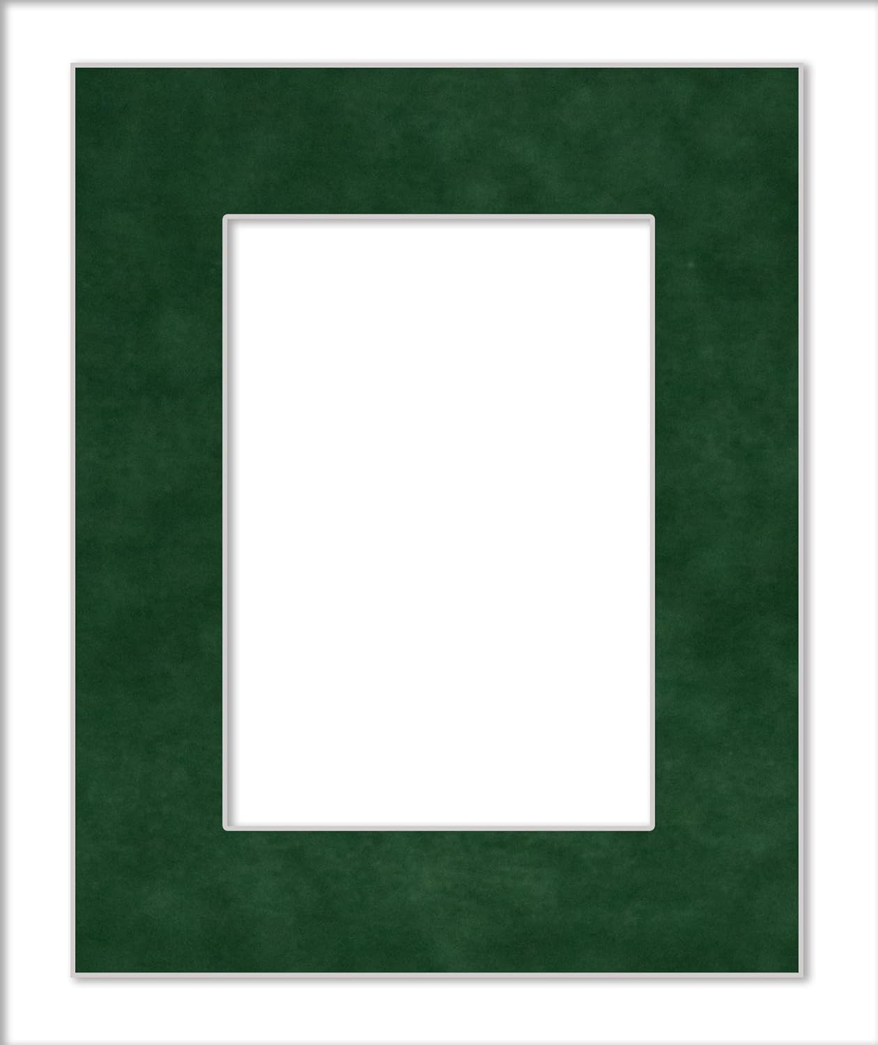 8x10 Mat Bevel Cut for 5.5x8.5 Photos - Acid Free Green Suede Precut Matboard With Backing Board and Crystal Clear, Self Seal Photo Mat Bag - For Pictures, Photos, Framing - 4-ply Thickness