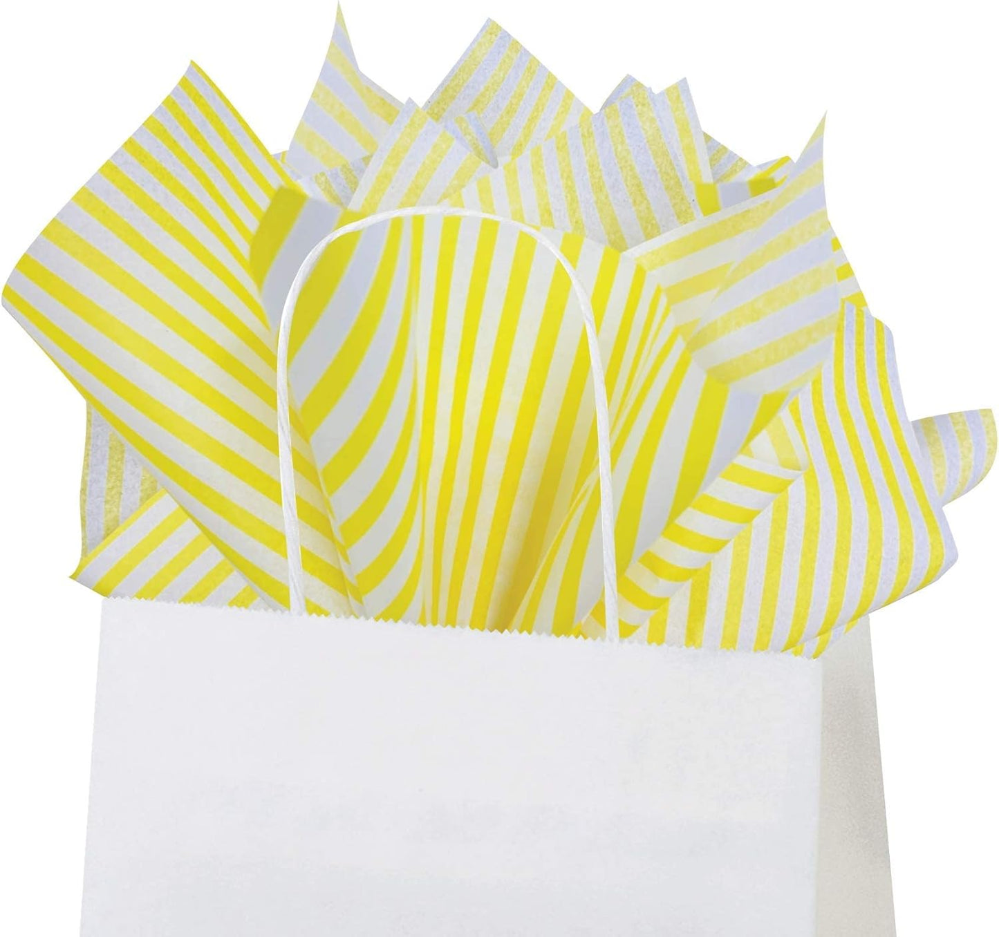 Flexicore Packaging Yellow Pin Stripe Print Gift Wrap Tissue Paper Size: 15 Inch X 20 Inch | Count: 100 Sheets | Color: Yellow Pin Stripe