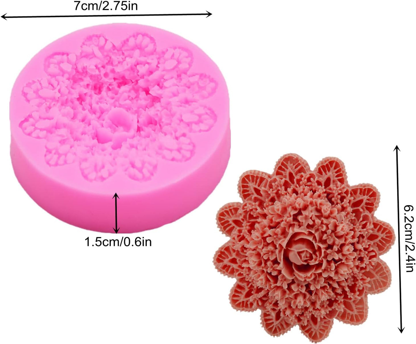 Lace Flower Silicone Mold for Candle, Soap, Fondant, Cake Decorating, Chocolate, Candy,Ploymer Clay