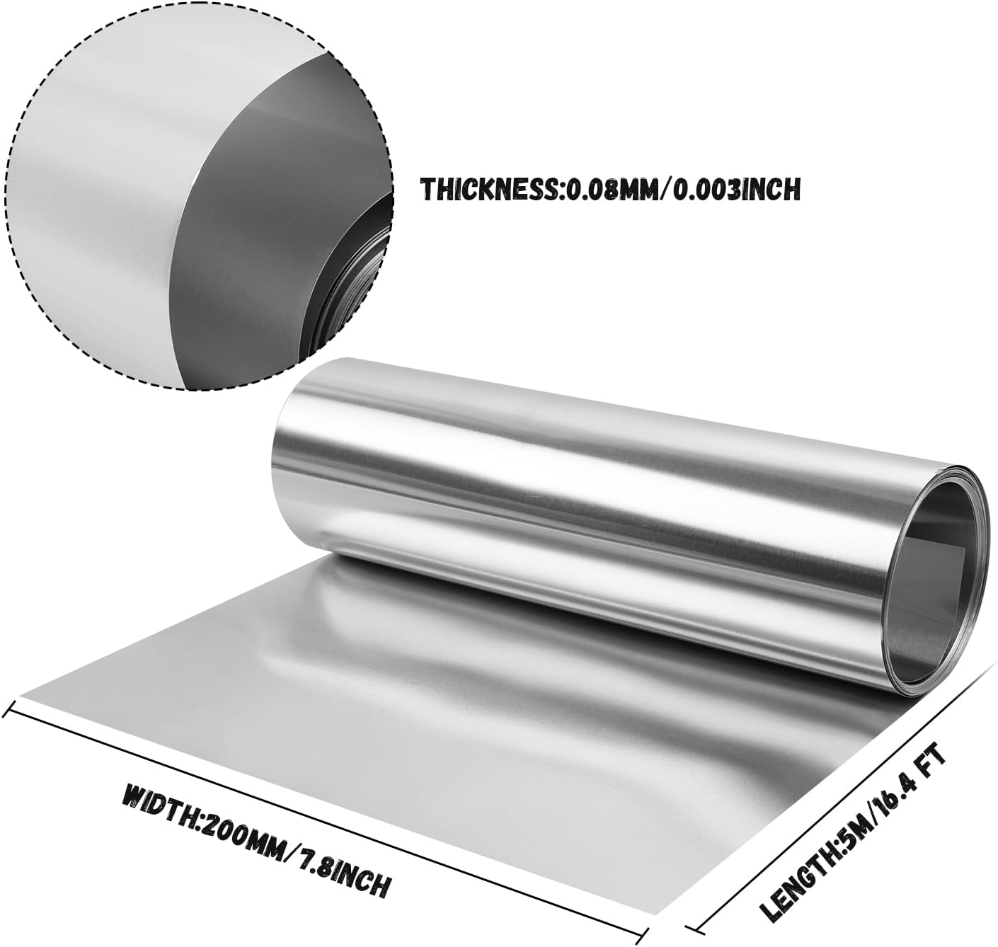 Aluminum Flashing Roll，Aluminum Sheet Roll 5000x200x0.08mm(LxWxT) Applicable to Various House Repair and DIY Projects