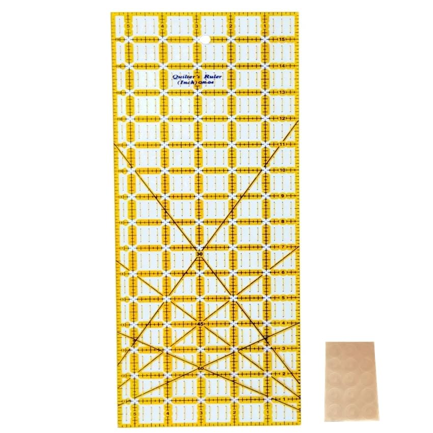 HONEYSEW Quilting Templates Acrylic Sewing Ruler with Non-Slip Rings for Quilting and Sewing Fabric Cutting Angles Rectangle Ruler (5.5"x16")