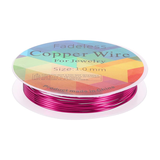 HARFINGTON 5ft Jewelry Wire, 18 Gauge (1mm) Brass Craft Soft Metal Tarnish Resistant Copper Beading Wire for Jewelry Making Supplies Crafting, Rose Red