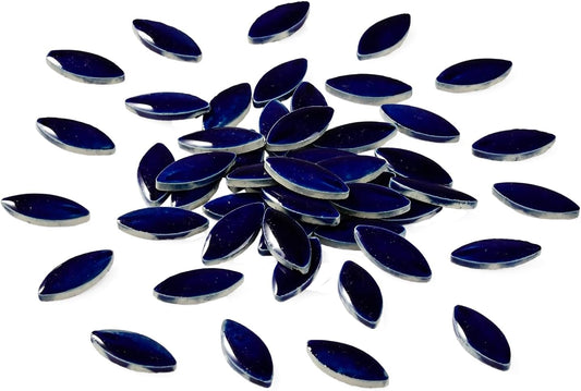 70 Pieces Petal Ceramic Tiles Mosaic Tiles, Bulk Ceramic Mosaic Pieces Stepping Stone Crafts Making Supplies for Home Outdoor Floor Vase Tabletop Decoration - Dark Blue