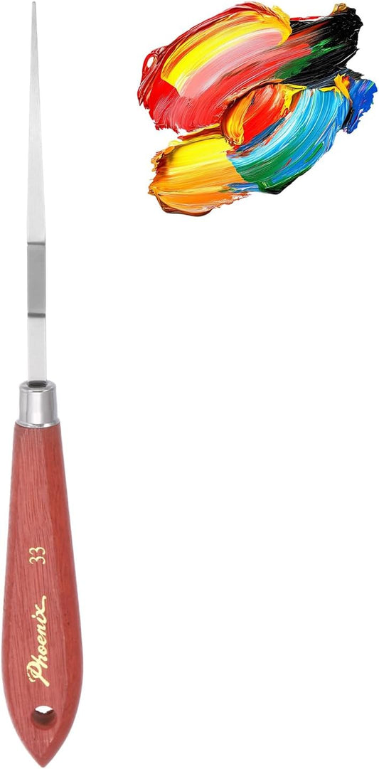 MECCANIXITY Pack of 1 Palette Knife No.33, 8.3" Long Palette Knives with Stainless Steel Flexible Spatula Pallet Knife and Wood Handle for Scraping, Mixing, Oil Acrylic Painting Canvas