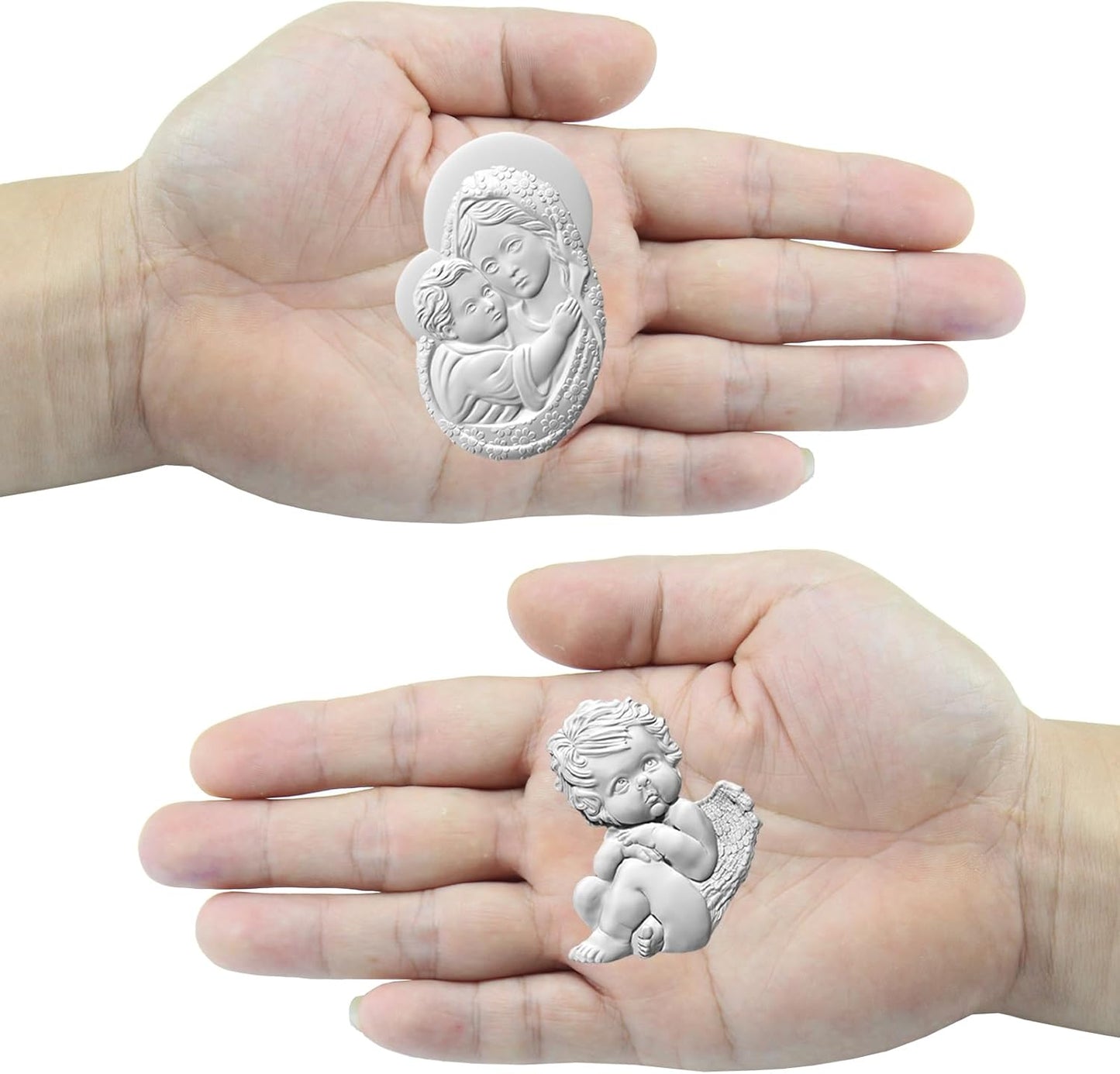 Art Molds for Polyclay Air Dry Clay Plaster, Carved Holy Family Mother and Cherub