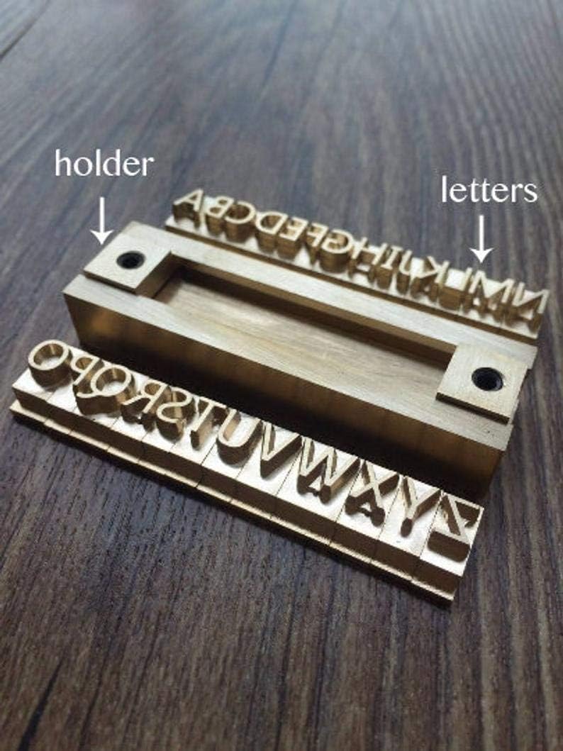 26 Interchangeable Alphabet & Number Mold Set with T-Slot Holder | Custom Brass Engraving Tools for Leather, Wood, Hot Foil Machines | DIY Symbol Dies, Stamping Imprint Templates (Set C)