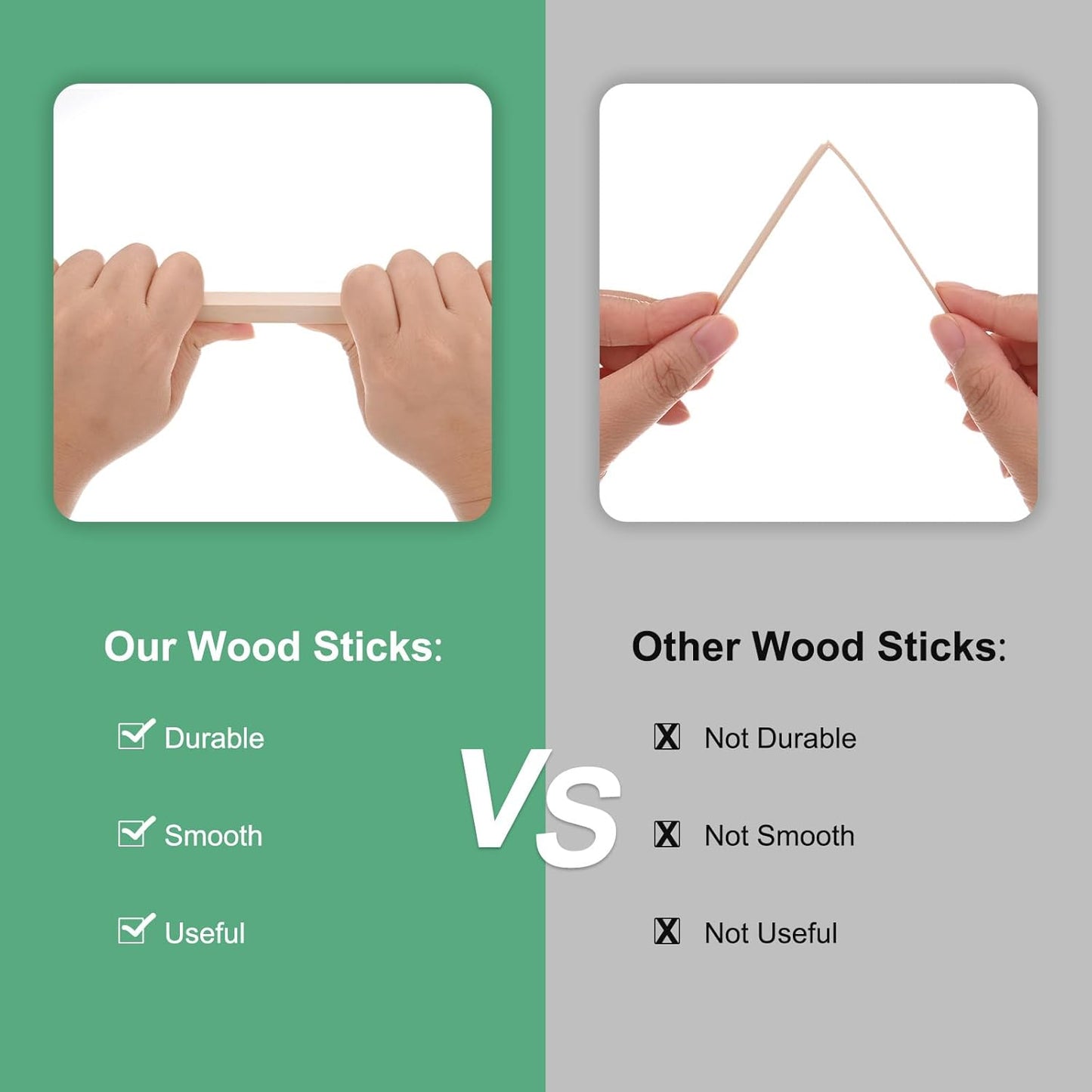 10-Pack Wood Square Dowel Rods, 25/64 x 8 Inch Unfinished Wooden Square Dowel Rod, Hardwood Square Dowel Sticks for Crafts/DIY Projects/Models Making [Wood Color]