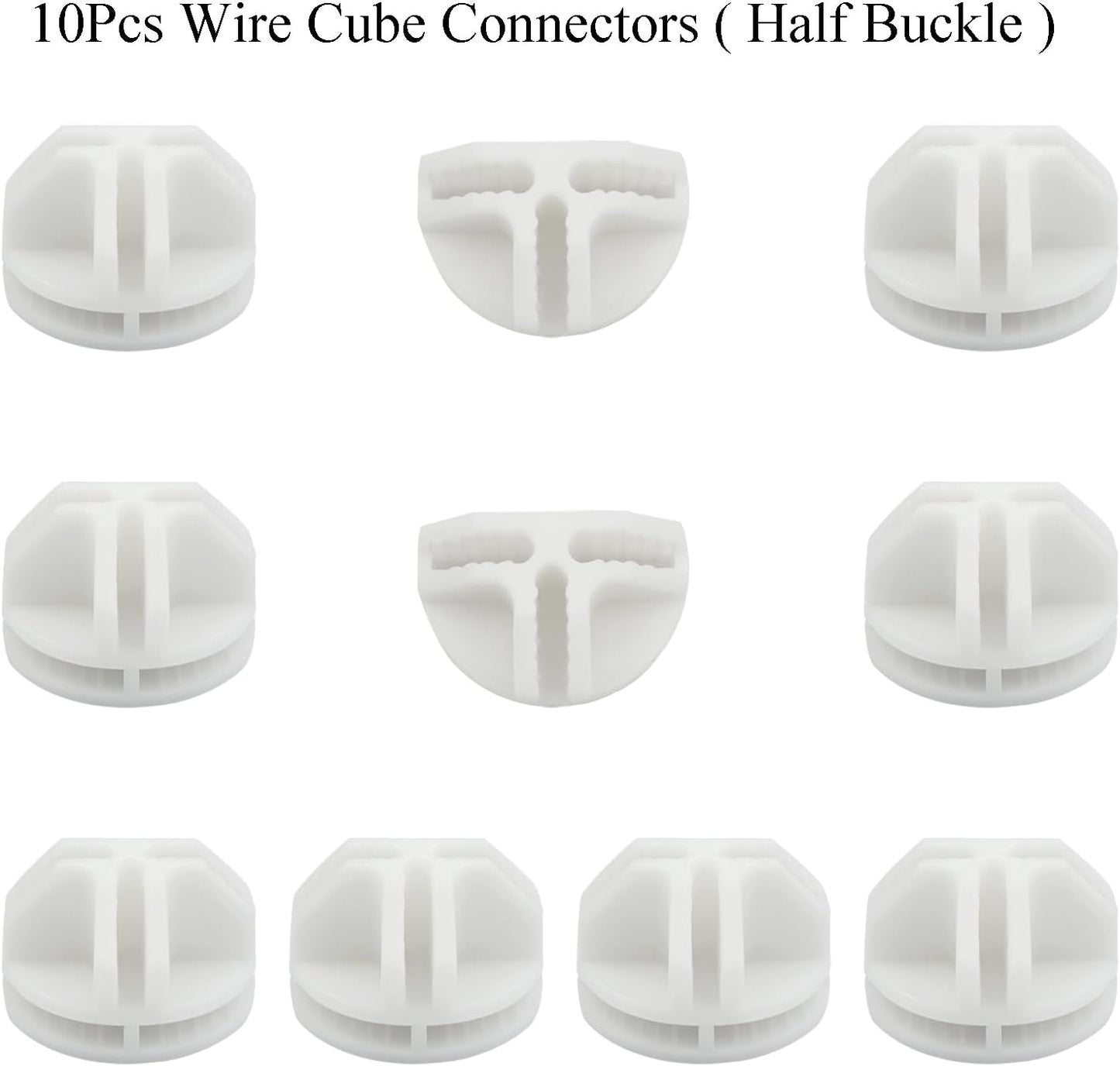 10Pcs Wire Cube Connectors, White Wire Cube Storage Connectors Half Buckle Wire Grid Cube Shelf Plastic Connectors for Wire Cube Storage Shelving Unit and Modular Closet Organizer, SATONBEYI