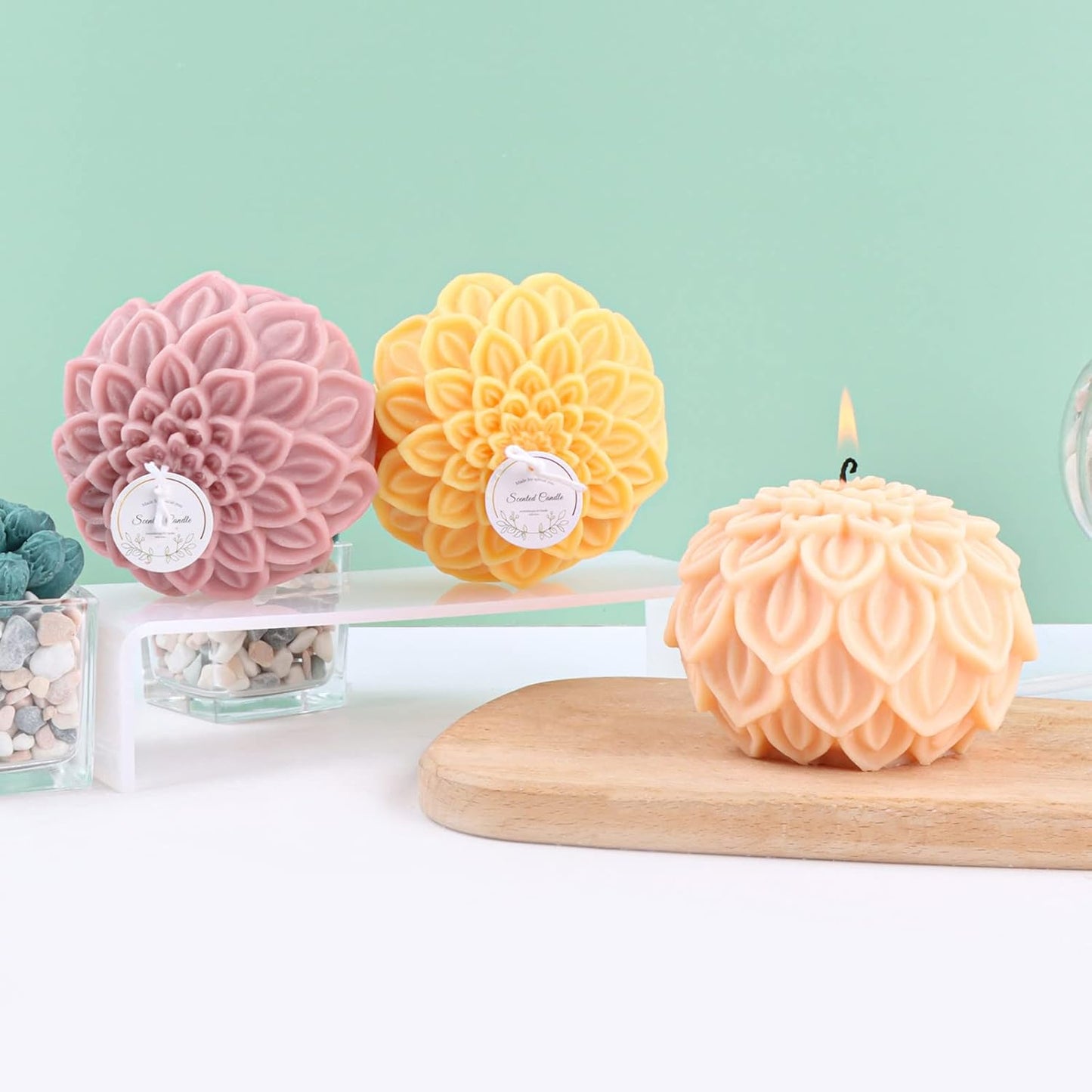 Nasturtium Ball Candle Silicone Mold Lotus Petal Flower Soap Mold for Fondant,Chocolate,Candy, Bath Bomb,Epoxy Resin,Plaster, Polymer Clay