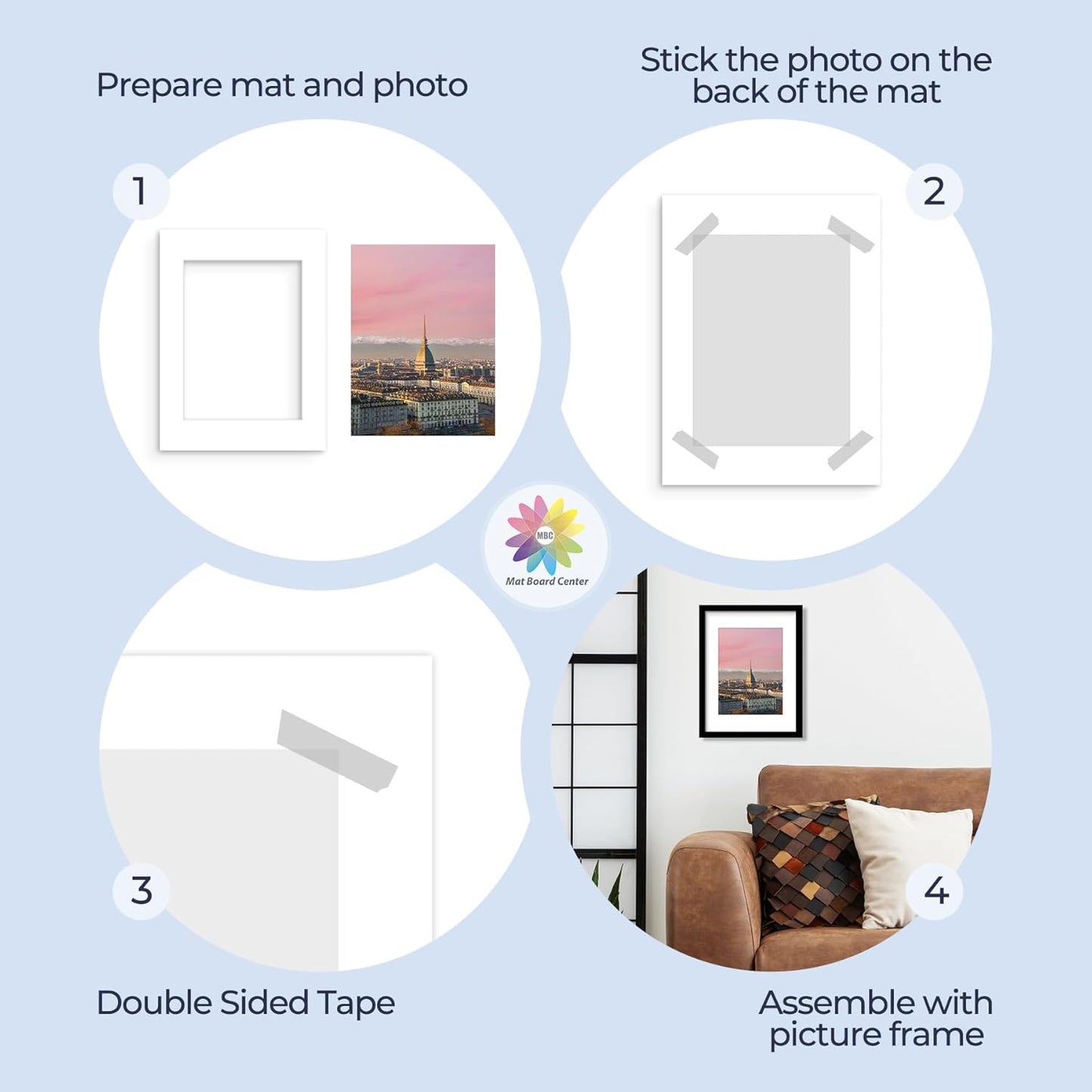 MBC MAT BOARD CENTER, 10 Pack 12x16 for 9x12 White Picture Mats Frame Mattes, Bevel Cut, Acid Free, 4-ply Thickness