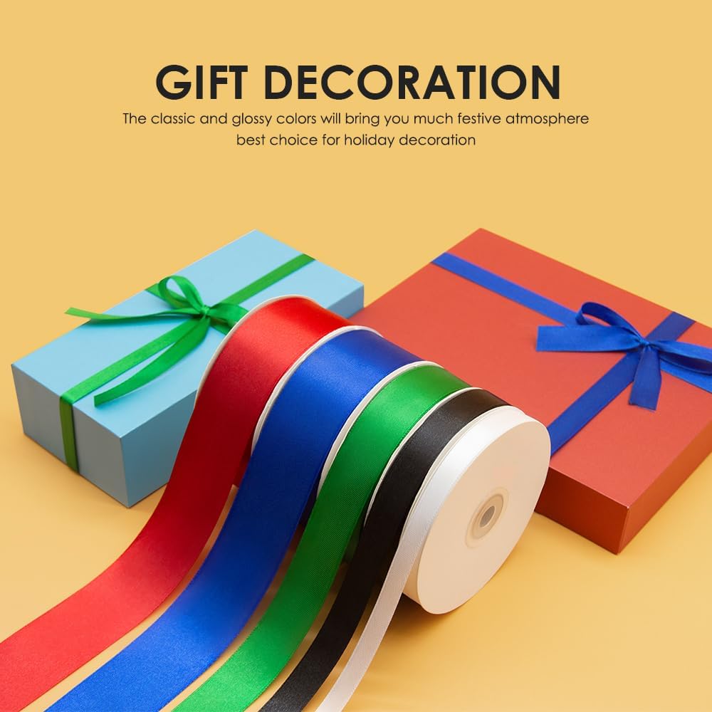 5/8" x 50 Yards Satin Ribbon - Navy Blue Silk Ribbon with Spool - Ideal for Gift Wrapping, Floral Bouquets, Crafts, Wedding Party Decorations, Christmas and Sewing Projects