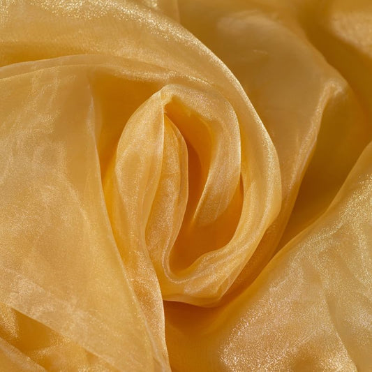 Fynite Champagne Gold Organza Fabric by The Yard | 1 Yard Long | 44" Wide | Bridal Soft Sheer Organza Tulle for DIY Wedding Dress Fashion Craft Decorations