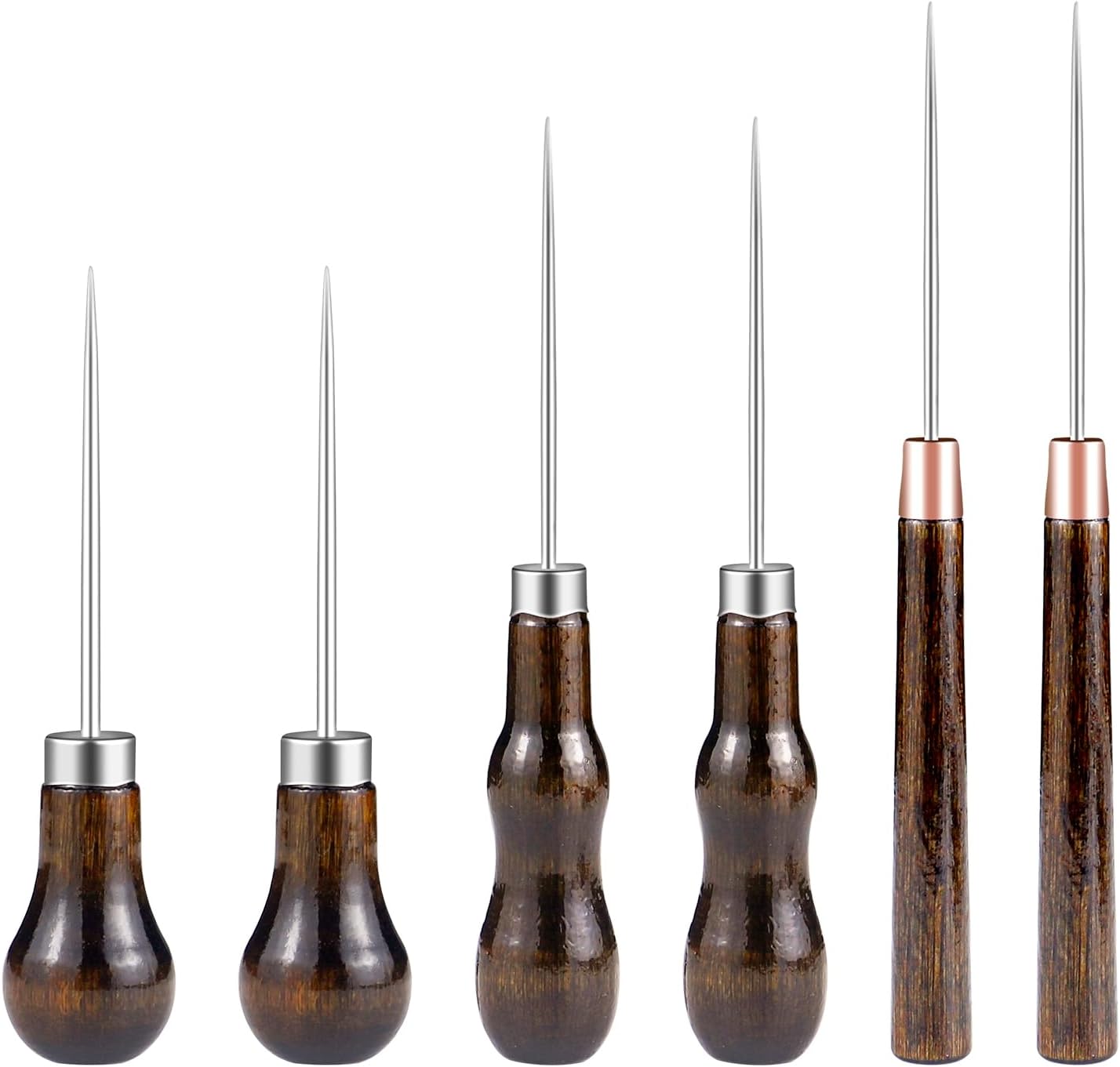 6 PCS Awl Tool Set, Leather Punch Stitching Marking Awl Tool, Gourd Shape Handle Punch Tool for Leather Sewing, Marking, Crafts Wood, Shoe Repair